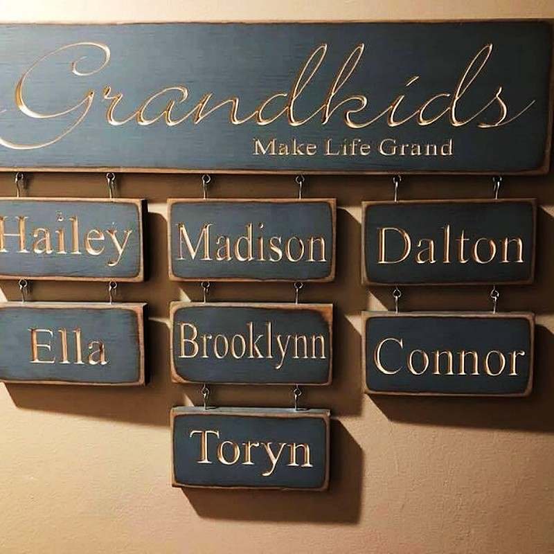 Personalised Grandparent Sign with Grandchildren's Names For Christmas Gift