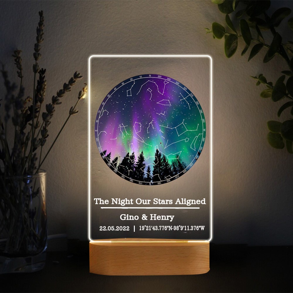 Custom Star Map By Date Night Light Valentine's Day Anniversary Gift For Couples
