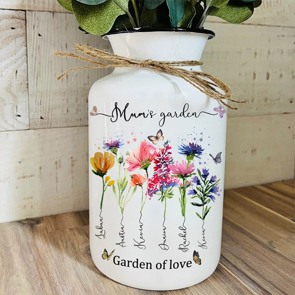 Custom Mum's Garden Birth Month Flower Vase For Mother's Day Gift