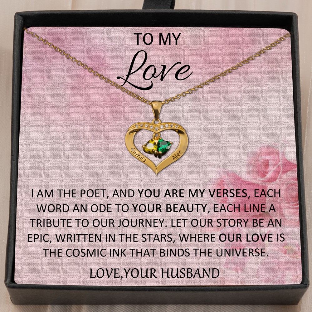 Personalised Dainty Couple Necklace With Names and Birthstone Gifts For Lovers