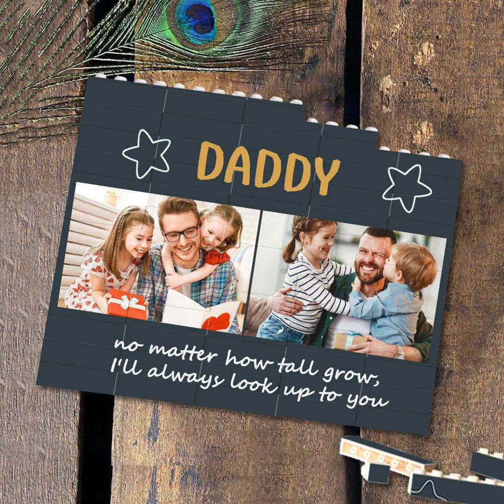 Personalised Photo Building Block Puzzle For Dad Father's Day Gift