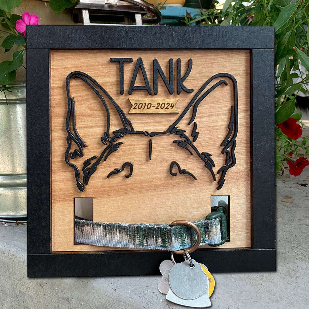Personalised Dog Ear Pet Memorial Loss Frame With Collar Holder Sympathy Gift