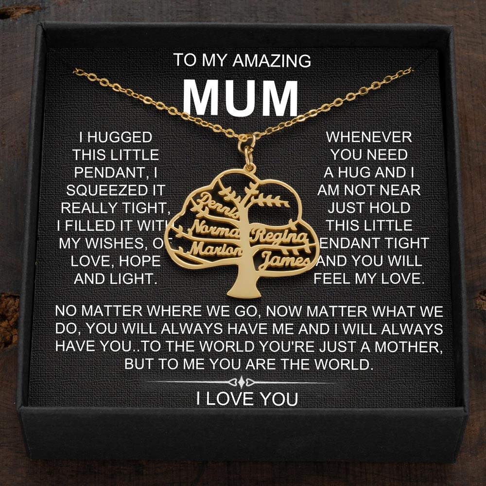 Custom Family Tree Name Engraved Necklaces For Mother's Day Gifts