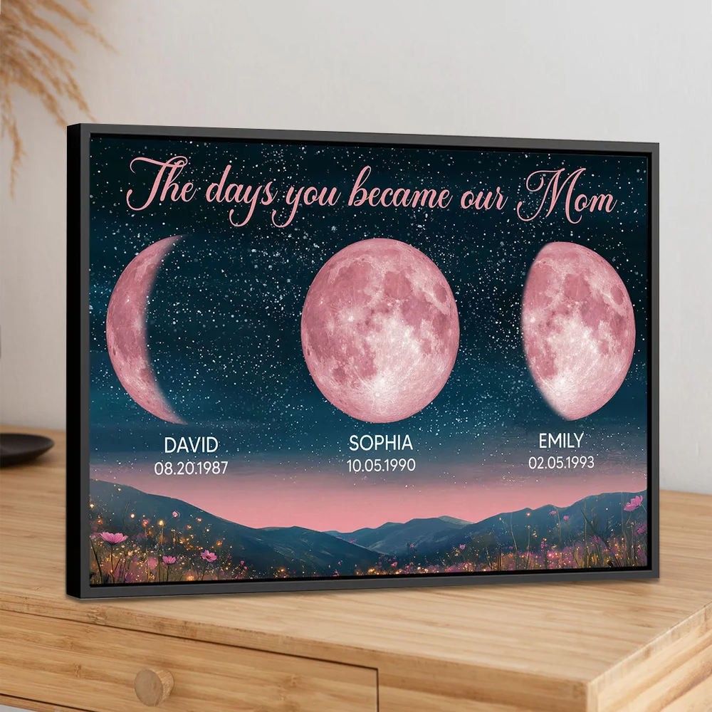 The Day You Became Mum Pink Moon Phase Frame By Date Gift For Mother's Day