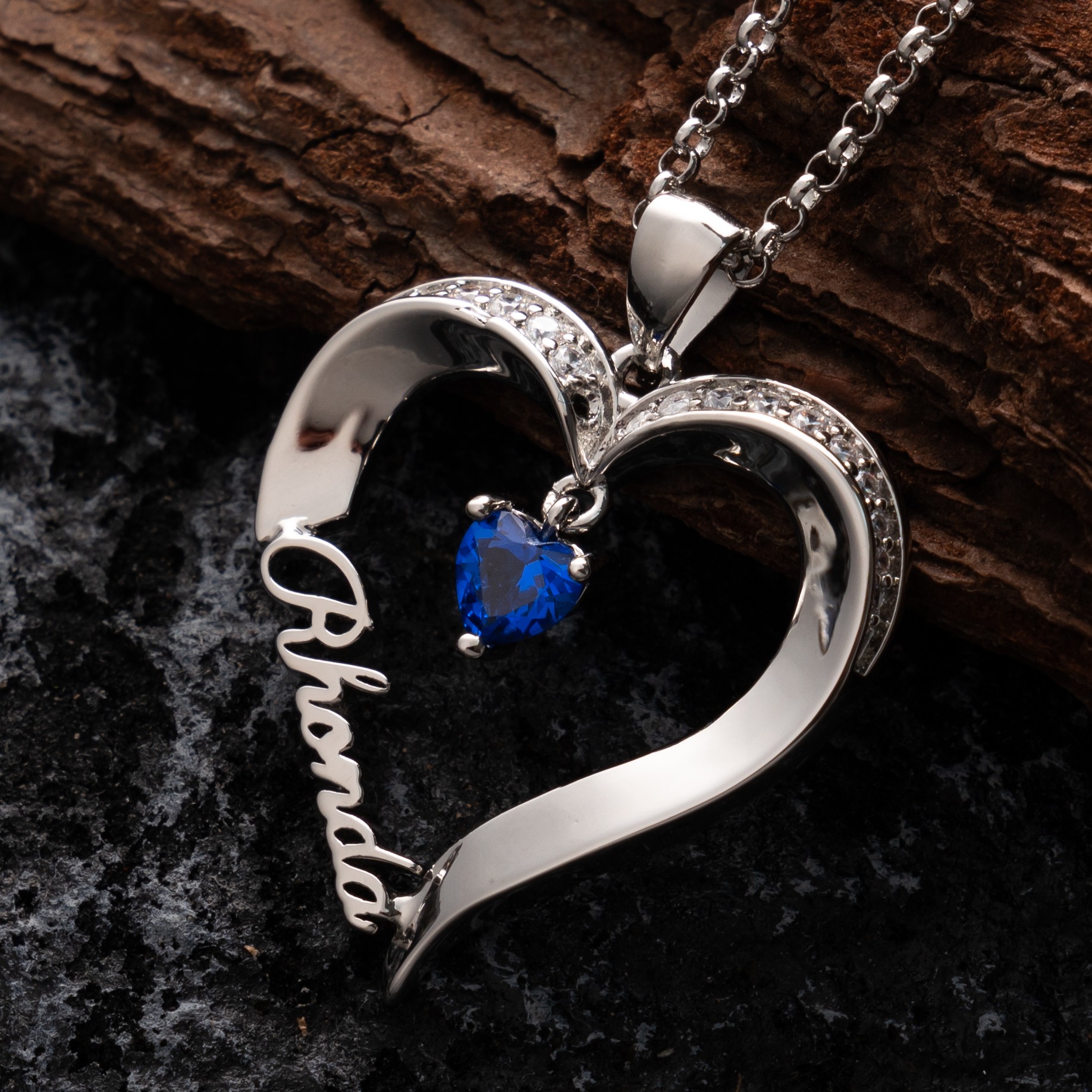 Personalised Name Heart Necklace With Birthstones For Birthday Valentine's Day Gifts