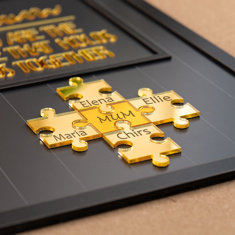 Custom Mum Puzzle Sign with Kids Name Mum You Are The Piece Holds Us Together For Mother's Day Gift