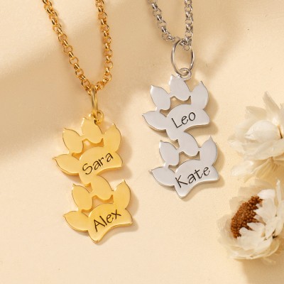 Personalised Pet Paw Necklace with Pet Name Pendant Gifts For Pet Lovers