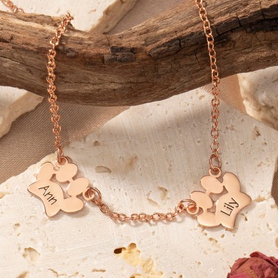 Custom Engraved Paw Print Bracelet with Pet Name Gifts For Pet Mums