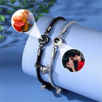 Personalised Rope Photo Projection Magnetic Bracelet For Lovers Valentine's Day Gifts