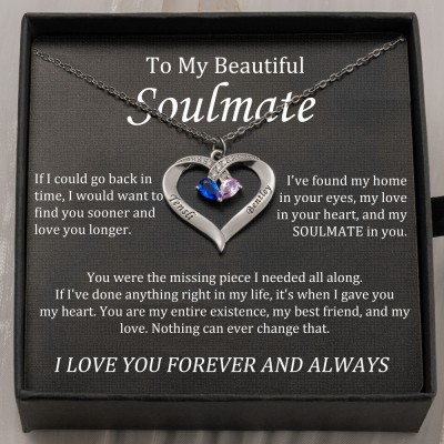 Personalised Heart shaped Name Necklace With Birthstones Valentine's Day Gifts