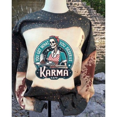 Skeleton Karma Vintage Sweatshirt Hoodie For Halloween Gift Ideas