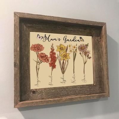 Custom Birth Flower Frame Home Art For Mum Grandma Family Christmas Gift Ideas