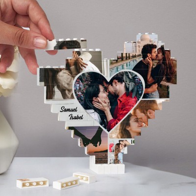 Personalised Photo Building Block Puzzle For Couples Valentine's Day Gift