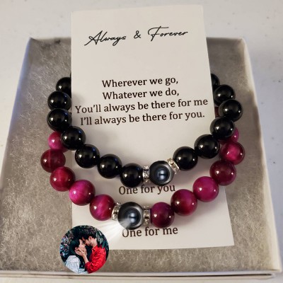 Custom Magnetic Mutual Attraction Bracelet With Picture Projection For Her Him Anniversary