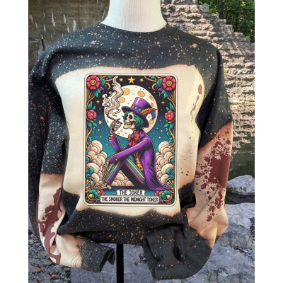 Halloween Tarot The Joker Skeleton Vintage Sweatshirt Hoodie For Gift Ideas