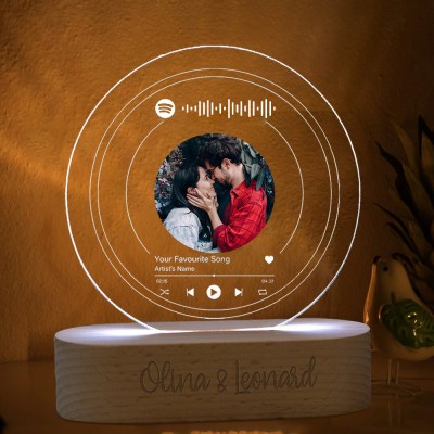 Personalised Vinyl Record Music Plaue Spotify Night Light Valentine's Day Gift For Girlfriend Boyfriend