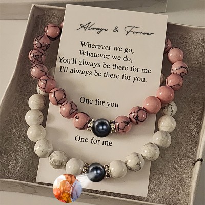Custom Handmade Couples Projection Bracelet With Magnetic Design For Anniversary Gifts