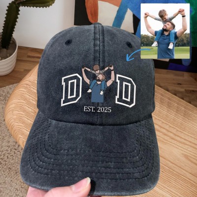 Personalised Portrait Embroidered Dad Cap For Men New Dad Father's Day Birthday Gift