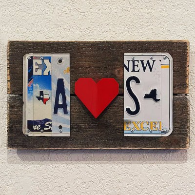 Personalised Couple License Plate Sign with Initials For Anniversary Valentine's Day Gift