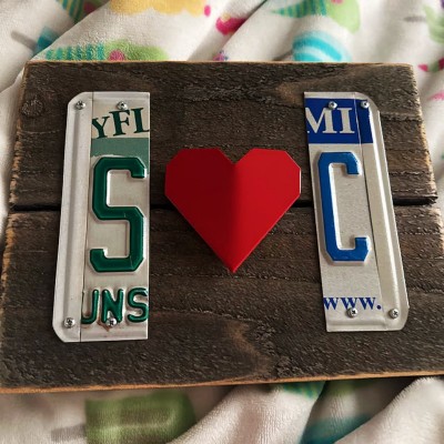 Personalised Couple License Plate Sign with Initials For Anniversary Valentine's Day Gift