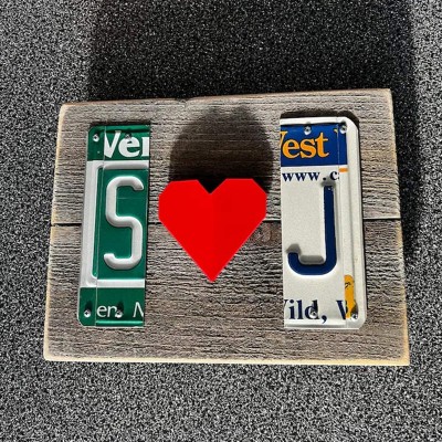 Personalised Couple License Plate Sign with Initials For Anniversary Valentine's Day Gift