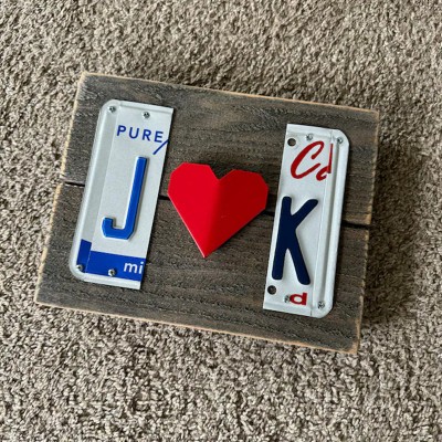 Personalised Couple License Plate Sign with Initials For Anniversary Valentine's Day Gift