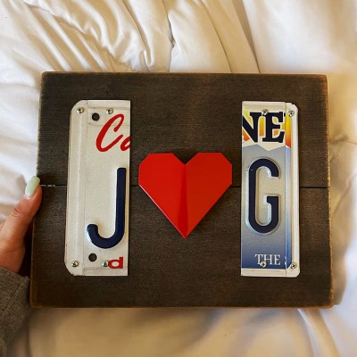 Personalised Couple License Plate Sign with Initials For Anniversary Valentine's Day Gift