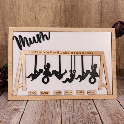 Custom Family Swing Set Sign Thank You for the Ups and Downs For Mum Grandma Christmas Gift