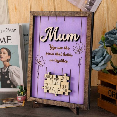 Personalised Mum Puzzle Sign Unique Wood Sign For Mother's Day Gift