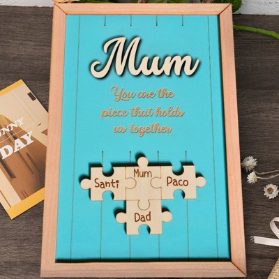 Personalised Mum Puzzle Sign Unique Wood Sign For Mother's Day Gift
