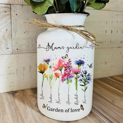 Custom Mum's Garden Birth Month Flower Vase For Mother's Day Gift