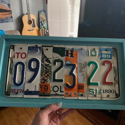 Personalised License Plate Sign For Anniversary Weddings Family Gift