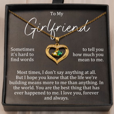 Personalised Dainty Couple Necklace With 2 Names and Birthstone Gifts For Girlfriend