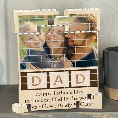 Personalised Photo Building Block Puzzle For Dad Father's Day Gift