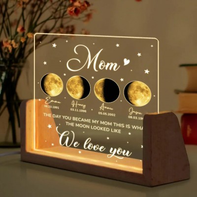 Custom Mum Moon Phase Night Light By Date Gift For Mother's Day Gift