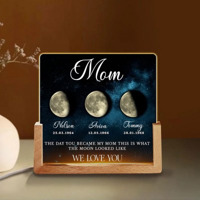 Custom Mum Moon Phase Night Light By Date For Mother's Day Gift