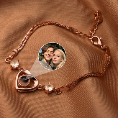 Personalised Photo Projection Bracelet With Birthstones Anniversary Gift Ideas For Soulmate