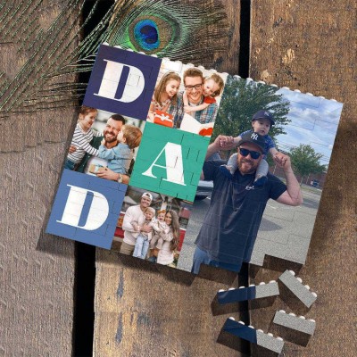 Personalised Photo Building Block Puzzle For Dad Father's Day Gift