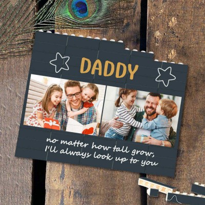Personalised Photo Building Block Puzzle For Dad Father's Day Gift