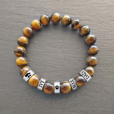 Personalised Men's Bracelet With Beads For Dad Father's Day Gifts Ideas
