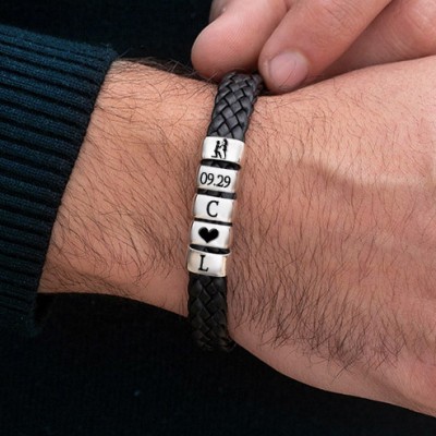 Personalised Men's Bead Bracelet  Gift For Boyfriend Husband Gift Ideas