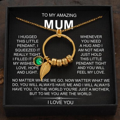 Personalised Circle Mum Name Necklace with Birthstones Mother's Day Gift