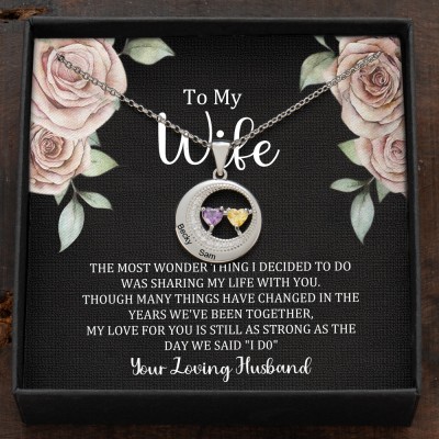 Custom Couple Names Necklace With Birthstones Valentine's Day Gifts