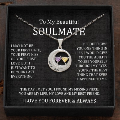 Custom Couple Names Necklace With Birthstones Valentine's Day Gifts