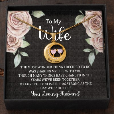 Custom Couple Names Necklace With Birthstones Valentine's Day Gifts