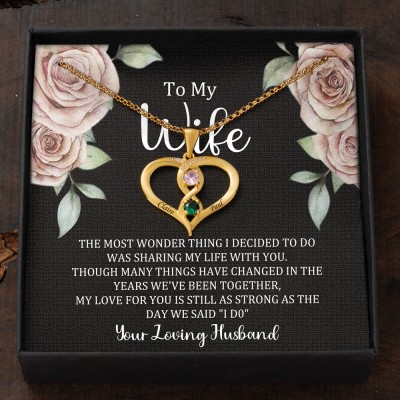 Custom Couple Names Heart Necklace With Birthstones Valentine's Day Gifts