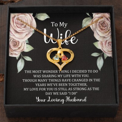 Personalised Love Name Necklace with Birthstones For Birthday Gift