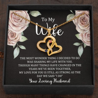 Custom Couple Names Heart Necklace With Birthstones Valentine's Day Gifts