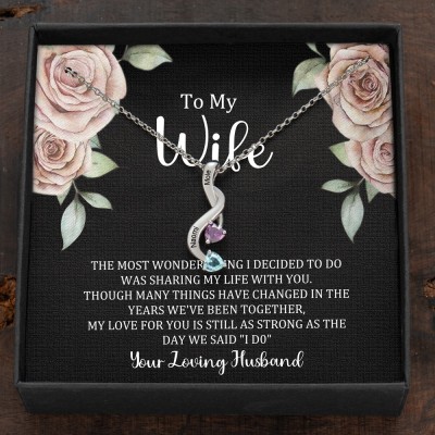 Custom Couple Names Heart Necklace With Birthstones Valentine's Day Gifts