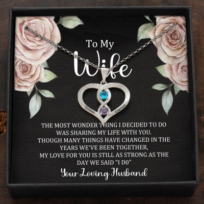 Custom Couple Names Heart Necklace With Birthstones Valentine's Day Gifts